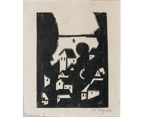 Willi Nass (Hamburg 1899 - Hamburg 1966). Blankenese I. 1933. Holzschnitt. 20 x 15,5 cm. R. u. sign. und dat. W. Nass 1933, l