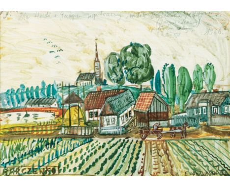 Edward Dwurnik (Radzymin 1943 - Warschau 2018). Barczewko. 1966. Öl und Tempera/Papier. 30 x 41,5 cm. R. u. sign. und dat. E.