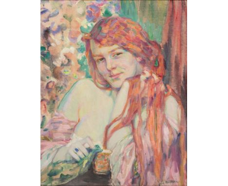 Julie Wolfthorn (Thorn 1868 - Theresienstadt 1944). Junge Frau mit roten Haaren. Öl/Lw. 63 x 50,5 cm. R. u. sign. Julie Wolft