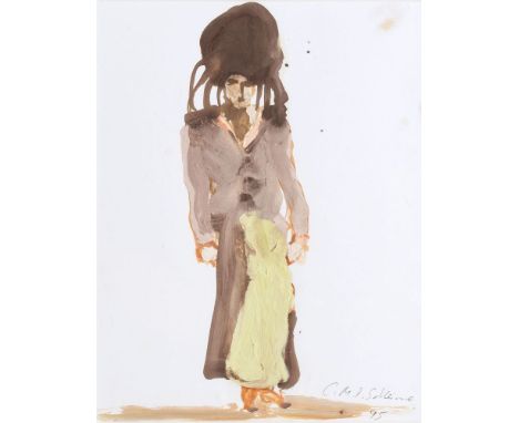 Cornelia Schleime (Berlin 1953). Frau. 1995. Gouache. 24 x 18,5 cm. R. u. sign. und dat. C. M. P. Schleime 95, unter Passepar