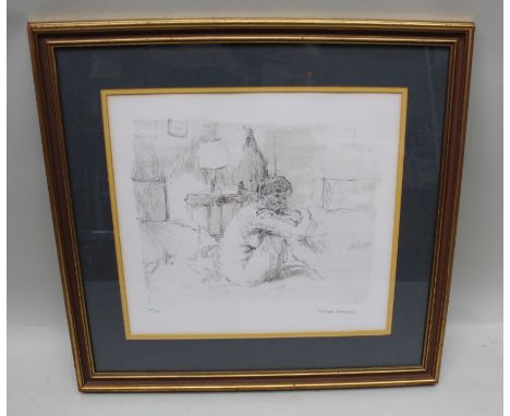 Bernard Dunstan R.A., R.W.A., N.E.A.C., H.P.S. (1920-2017) 'The Bedroom' (seated nude upon the bed) lithograph, limited editi