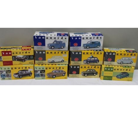 VANGUARD DIE CAST VEHICLES boxed and mint 1.43 scale,  including Minis, caloons &amp; two RACS vans (10)