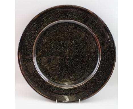 Ray Finch, Winchcombe pottery, glazed stoneware charger, with linear design to sole, 39.5cm in diameter, bearing pottery impr
