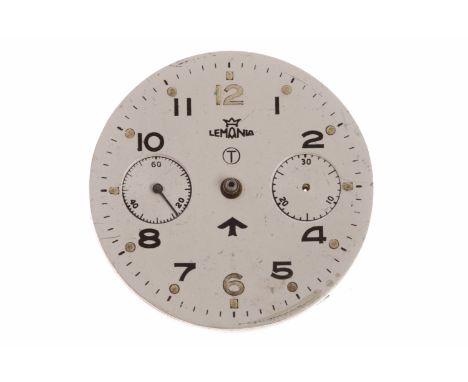 LEMANIA MILITARY ISSUE CHRONOGRAPH WATCH DIALof round form, with Arabic numerals, with part movement