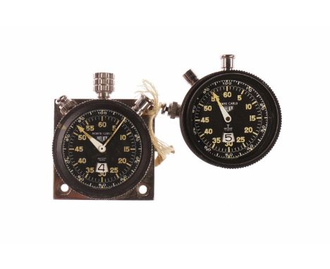 RARE HEUER MONTE CARLO MILITARY ISSUE STOP WATCH with no. 314, 6B/3822 to the reverse; along with another for spares or repai