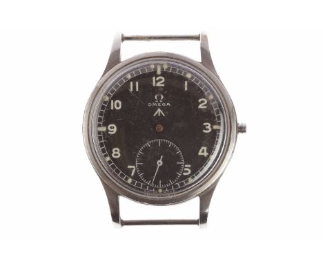 GENTLEMAN'S OMEGA MILITARY ISSUE STAINLESS STEEL MANUAL WIND WRIST WATCH30T2 movement, serial number 10302904, the round blac