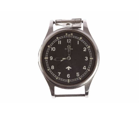 GENTLEMAN'S OMEGA MILITARY ISSUE STAINLESS STEEL MANUAL WIND WRIST WATCHcalibre 283 movement, serial number 12905128, the rou