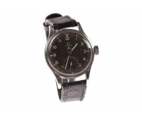 GENTLEMAN'S OMEGA MILITARY ISSUE STAINLESS STEEL MANUAL WIND WRIST WATCH30T2 movement, serial number 10223886, the round blac