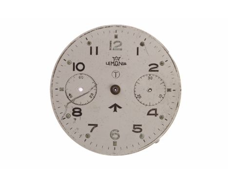 LEMANIA MILITARY ISSUE CHRONOGRAPH WATCH DIALof round form, with Arabic numerals, with part movement