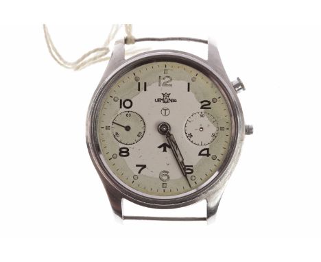 LEMANIA MILITARY ISSUE CHRONOGRAPH WATCH DIALof round form, with Arabic numerals, with part movement and case front, lacking 