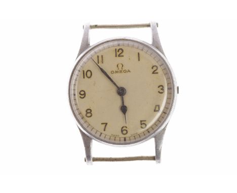 GENTLEMAN'S OMEGA MILITARY ISSUE STAINLESS STEEL MANUAL WIND WRIST WATCH 30T2SC movement, serial number 9740605, the round wh