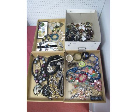 Assorted Costume Jewellery, including vintage pendant watch, dress rings, beads, necklaces etc. 