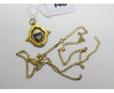 A Fattorini &amp; Son Medallion Pendant, (stamped "9ct") engraved "1931 Brakspear Cup Winner A. St Leger", highlighted to the