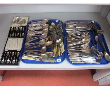 A Set of Six Hallmarked Silver Coffee Spoons, GJDF, London 1899, each with shell bowl and bright cut detail (65grams); Togeth