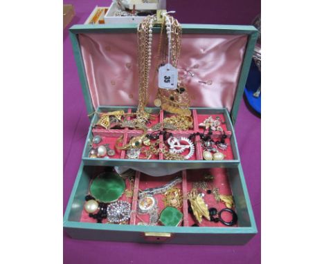 A Mixed Lot of Assorted Costume Jewellery, including brooches, imitation pearls, bracelets, Stratton powder compact and match