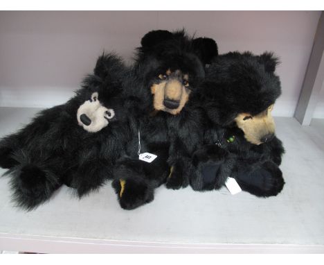 Three Large Unnamed Charlie Bears,  black fur with light and dark brown features, 46-50cm high. (3) 