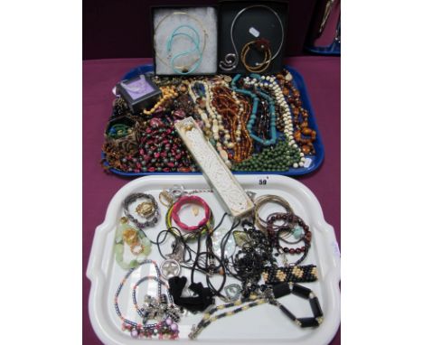 A Mixed Lot of Assorted Costume Jewellery, including bead necklaces, modern necklets, bracelets and bangles, pendants, scarf 