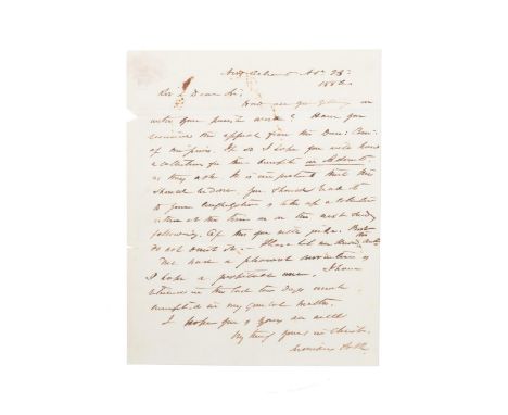 Leonidas Polk (1838-1864), signed letter in his hand. ALS, as bishop of the Episcopal Diocese of Louisiana and founder of the