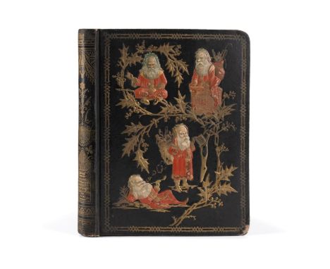 A period scrap book dated March 1876 on the verso and adorned with embossed Santa Claus figures in four phases from making to