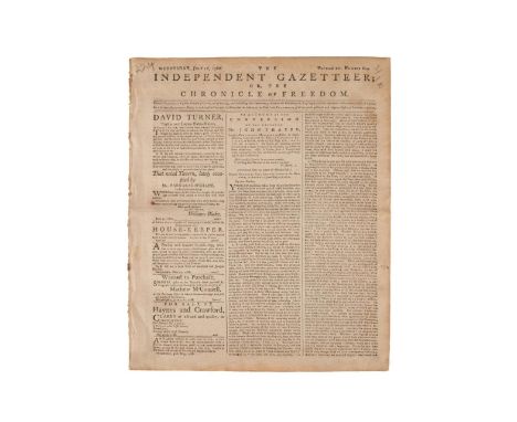 The Independent Gazetteer, Or, the Chronicle of Freedom, dated July 16, 1788. Contains an early mention of the structure for 