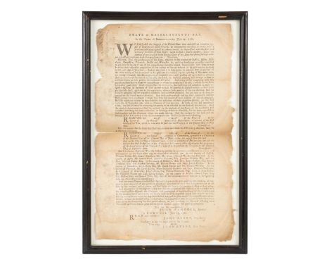 State of Massachusetts Bay tax raising document. The house of representatives dated June 14, 1780, read and concurred by John