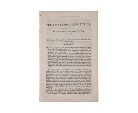 The Lecompton Constitution. In the House of Representatives, March 10, 1858. Mr. Stephens, of Georgia, from the Select Commit