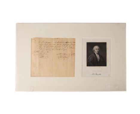 Matted and ready for framing is a full manuscript pay order to Ezl Williams, Saml Wadsworth &amp; Ephram Butt, a com(mit)tee 