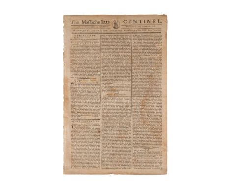 A very early example of political cartooning in the Massachusetts Centinel, February 30, 1788 (Volume VIII, number 39 pp. 153