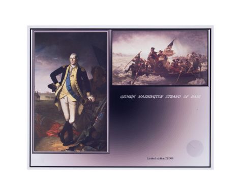 A strand of the hair of George Washington. Given by Martha Washington to Ann Caroline Baynard by his wish upon his death. Was