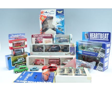A boxed Corgi Battle of Britain diecast RAF Spitfire together with a Lledo The Royal Air Force Personnel Transport set, two C