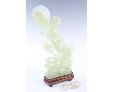 A jade sculpture, 33 cm, (a/f)