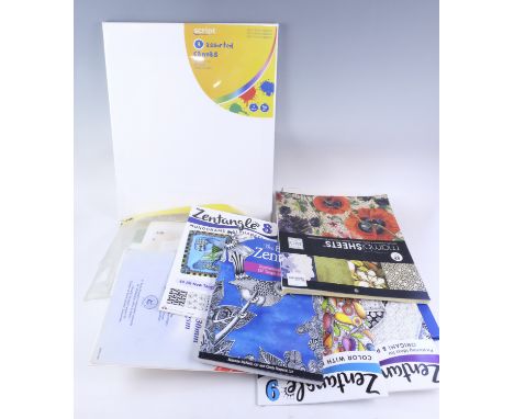 A small quantity of art materials including canvas, sketch books, etc