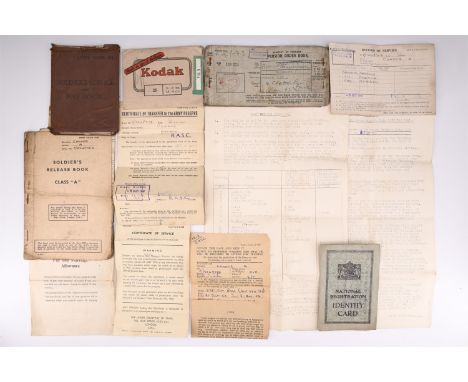 A group of military personal papers and portrait photographs of T/3248702 Driver A Connor, (Queen's Own Cameron Highlanders, 