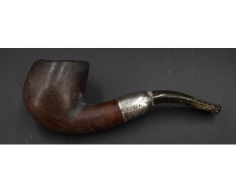 A Victorian Ben Wade silver collared tobacco pipe, 10 cm