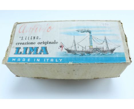 A 1950s Italian Lima clockwork toy boat, Model 810 "Arca di Noe Anfibio", in original carton, 7 cm overall