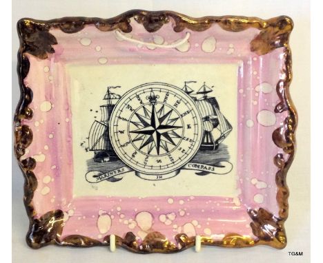 Sunderland lustre wall plaque mariner's compass.  19cm by 22cm.