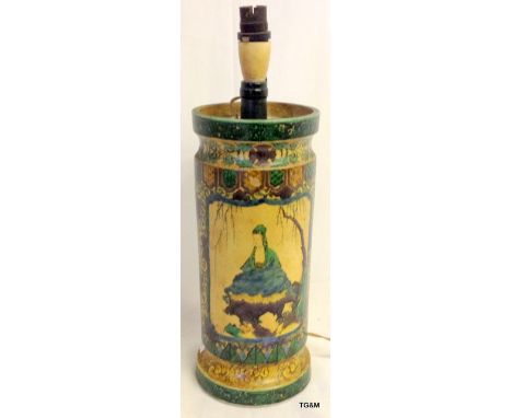 A Japanese Satsuma table light with painted figure decoration 41cm tall