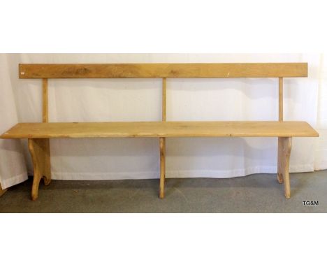 A large French Oak bench 85cm high 200cm wide 37cm deep