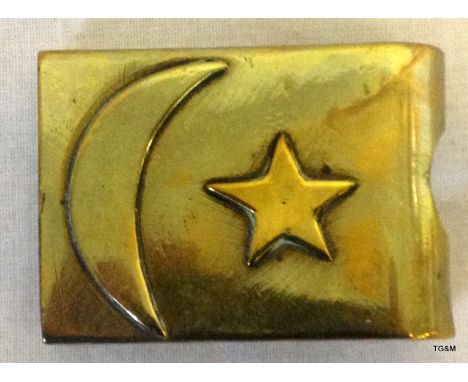 A Turkish brass trench art matchbox cover with 1916-17-18 Mesopotamia engraved on it