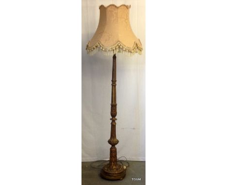 A Gilt wood standard lamp with shade