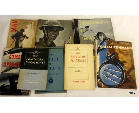 Ten assorted WW2 booklets issued by the Ministry of Information including Man Power - Combined Operations - Eighth Army - Coa