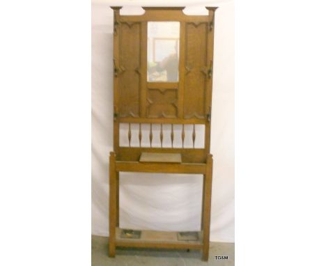 An Art Nouveau Oak hall hat/umbrella stand 190x 75x25cm