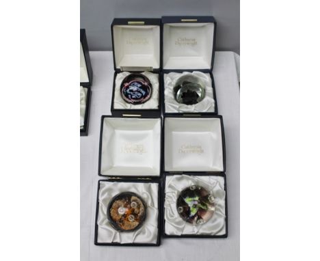 A "CAITHNESS" LIMITED EDITION GLASS PAPERWEIGHT "St Pauls" no.135/750, boxed, together with THREE OTHER CAITHNESS WEIGHTS, IN