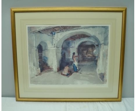 AFTER SIR WILLIAM RUSSELL FLINT "Unseen Target" (women practising archery) a colour Print, signed in pencil, bears blind stam