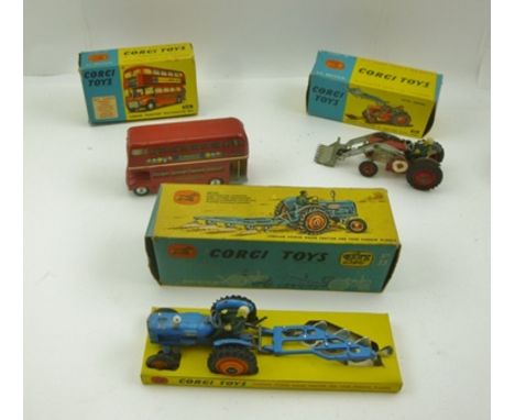 CORGI TOYS GIFT SET No.13 Fordson Power Major Tractor and four furrow plough in original vendor's display box, CORGI TOYS No.