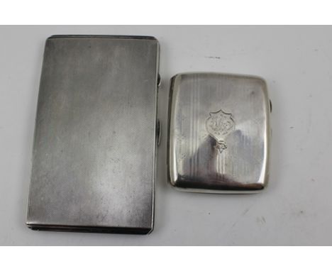 BERT GORDON AN ENGINE TURNED SILVER CIGARETTE CASE, Birmingham 1942, together with one other SILVER CIGARETTE CASE, gilded in