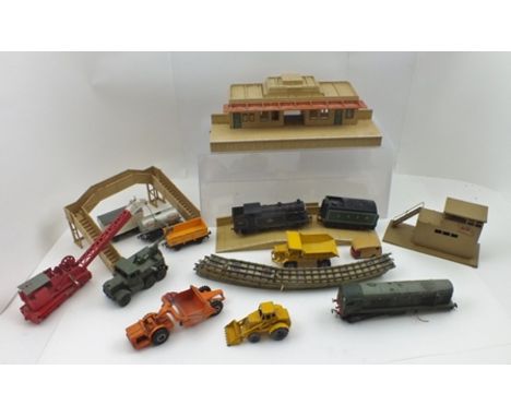 A COLLECTION OF DIE-CAST VEHICLES AND RAILWAY TOYS including; Matchbox commercial, agricultural and army vehicles, Hornby Dub