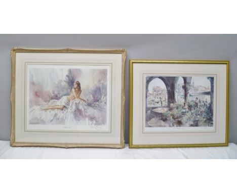 AFTER GORDON KING "A Flower Market in Venice" a limited edition colour Print, 211 of 600, signed in pencil, 36cm x 50cm, moun