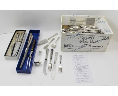 AN EXTENSIVE SELECTION OF SILVER PLATED "KING'S" PATTERN FLATWARE, includes 26 dinner forks, 8 soup spoons, 16 dessert spoons