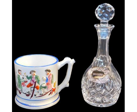A 19thC Staffordshire Frog Surprise mug, decorated to the exterior with figures in a bar scene, with frog to interior, 11.5cm